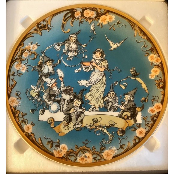Vintage Mettlach Collectors Society Chromolith Snow White & The 7 Dwarfs Plate - Picture 1 of 5